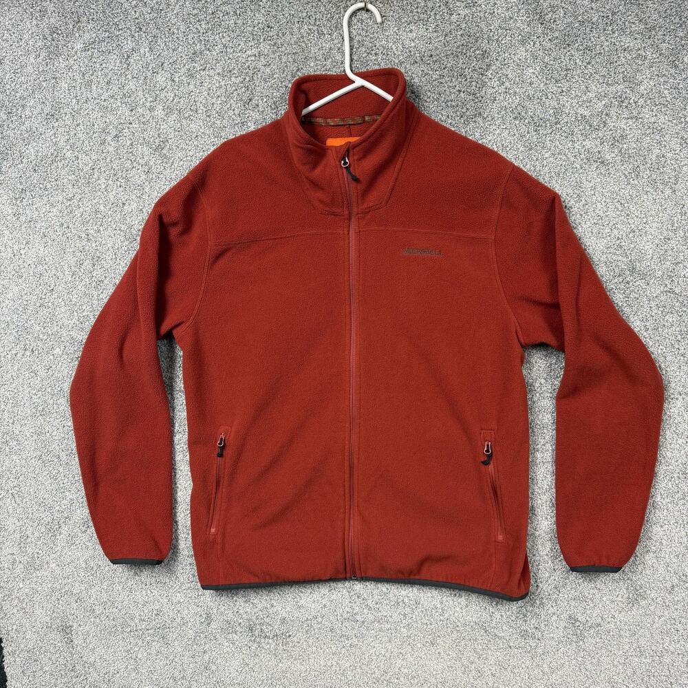 Merrell Fleece Jacket Mens XL Orange Full Zip Thermal Hiking Outdoor Gorpcore
